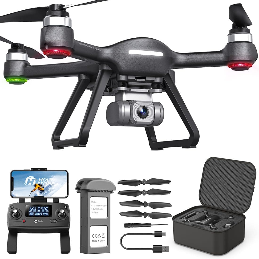 HS700E 4K UHD Drone with EIS Anti Shake 130 FOV Camera for Adults, GPS Quadcopter with 5GHz FPV Transmission, Brushless Motor, Easy Auto Return Home, Follow Me and Outdoor Carrying Case
