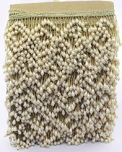 DIVARA - Cream Lace with Beautiful Zig-Zig Design. (Length=4meter Width=15mm) Used for Multipurpose Works