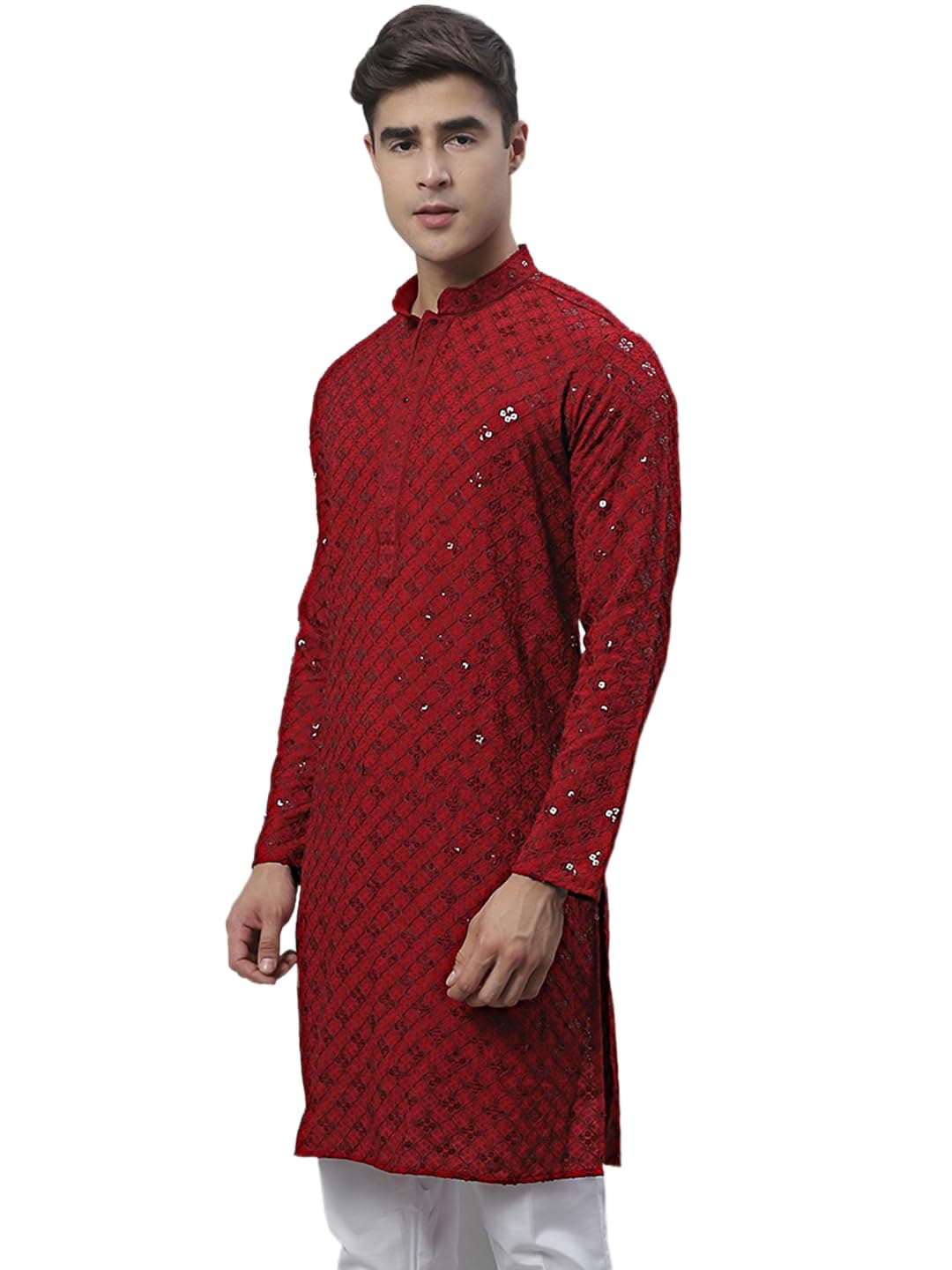 Jompers Men's Embroidered Chikankari Kurtas and Sequence Only