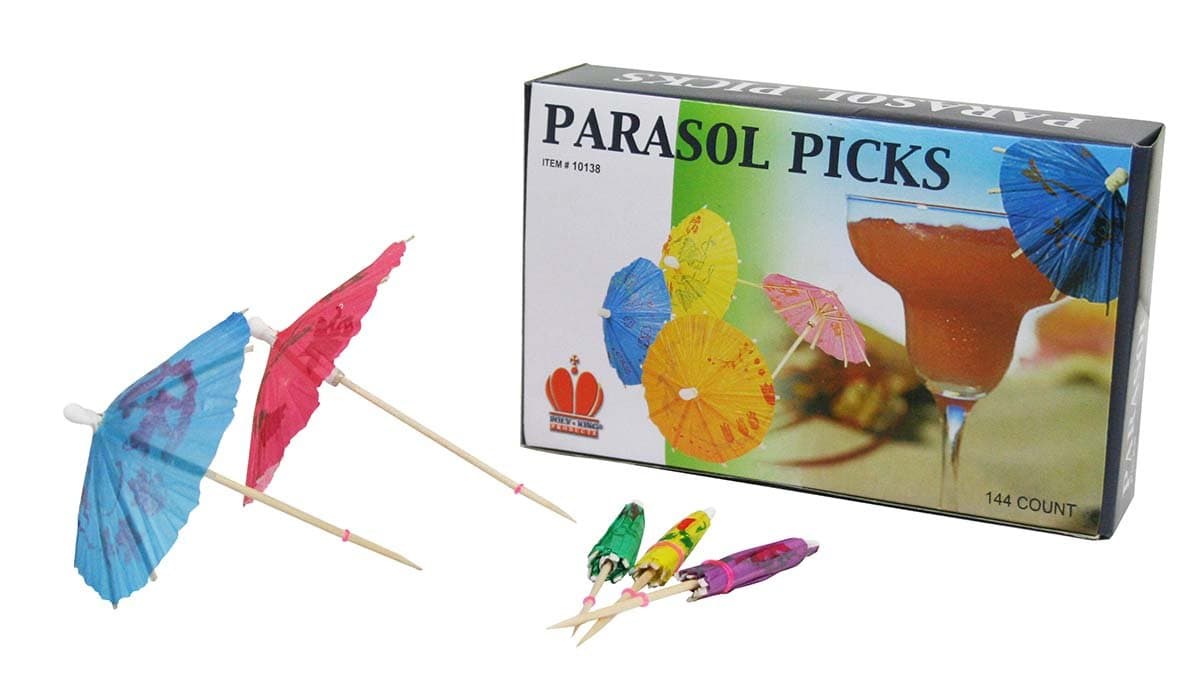 PolyKing Assorted Parasol Umbrella Cocktail Picks 144 Count
