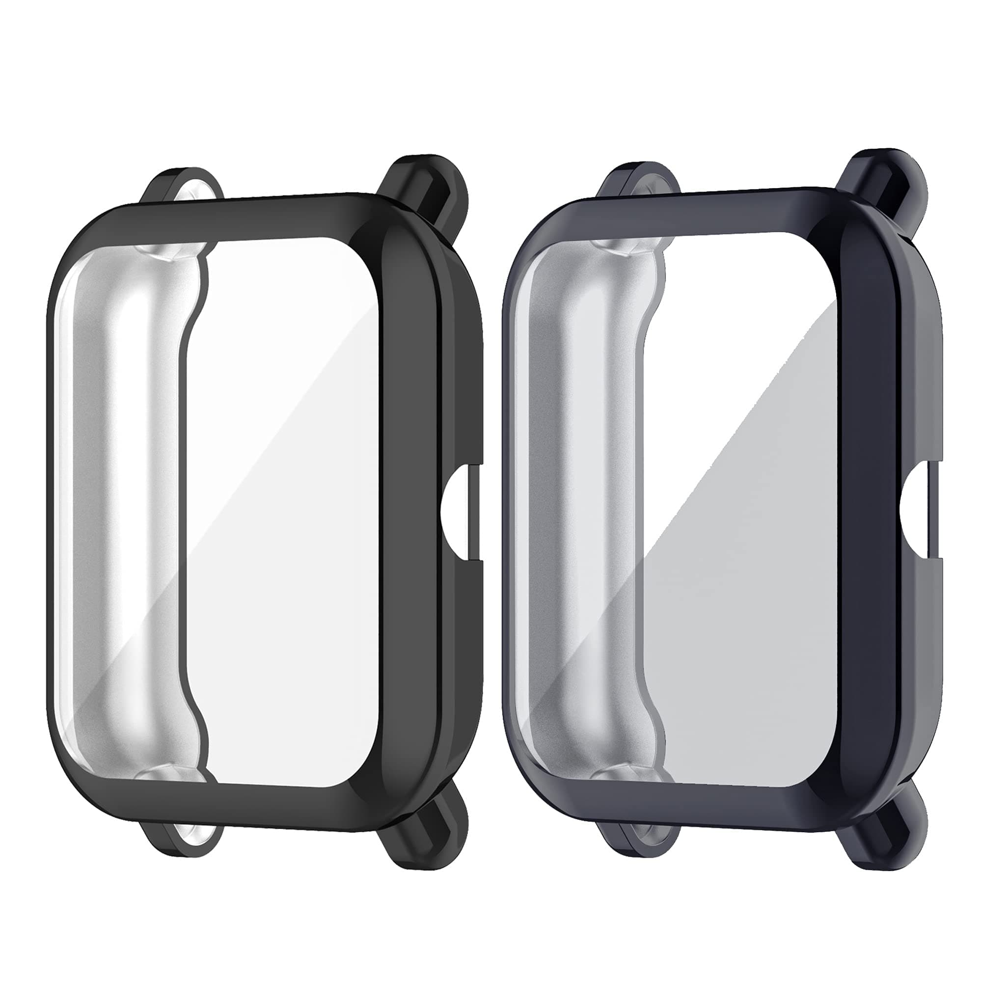 Chofit Cases Compatible with Amazfit Bip U/GTS 2 Mini Case, Screen Protector Film TPU Plated Protective Case Cover Armor Shell for Bip U/GTS 2 Mini/Bip U Pro/Bip S/Bip Smartwatch (Black+Gray)