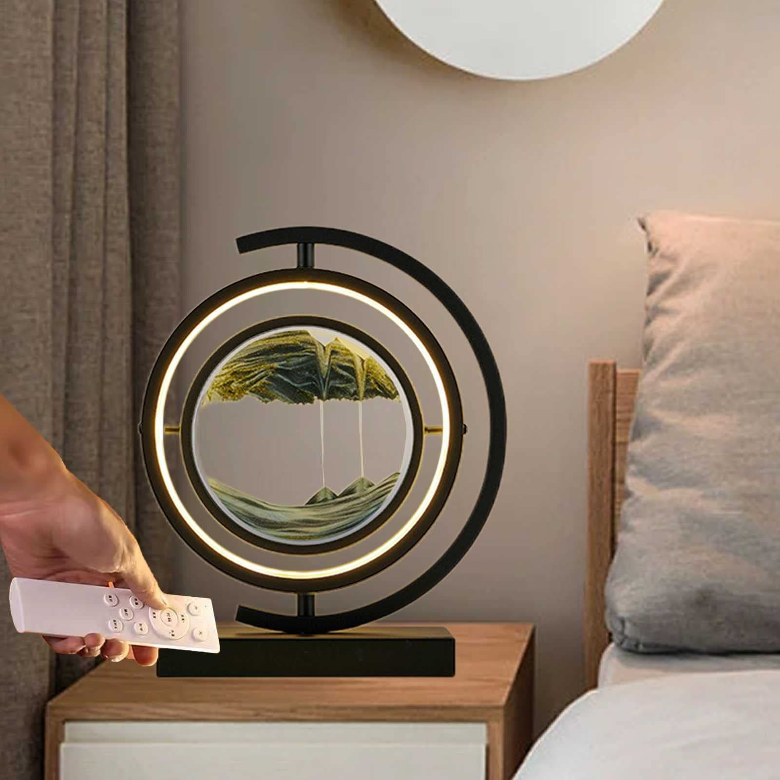 LZH FILTER3D Liquid Sand Art, LED Motion Flowing Sand Table Lamp, 3 Colors Art Remote Control Switch Sandscape Lamp, Office Work Relaxing Decor