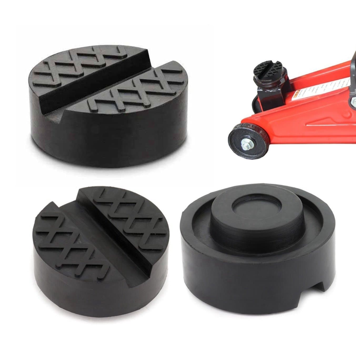 HJDYJack Pad Universal Black Rubber Slotted Floor Jack Pad Frame Rail Adapter Pinch Weld 3 Pack (3)