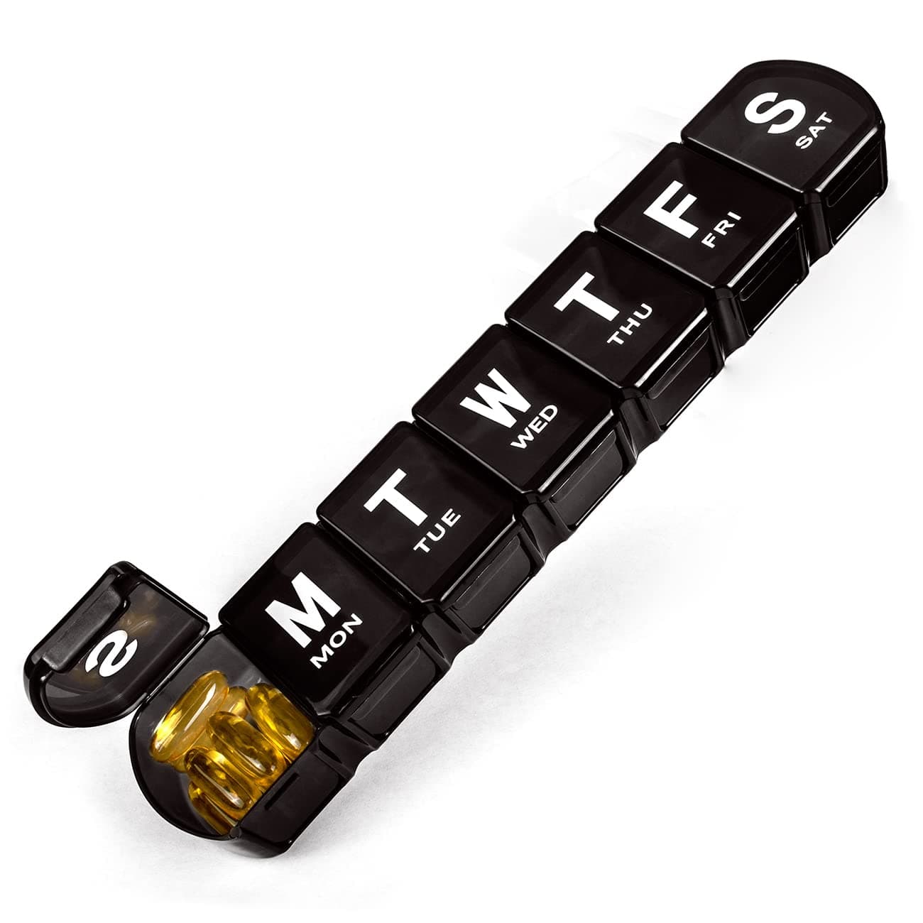 Extra Large Weekly Pill Organizer, Remtise Big Pill Box 7 Day, BPA Free XL Daily Pill Case for Pills, Vitamin, Fish Oils or Supplements (Black)