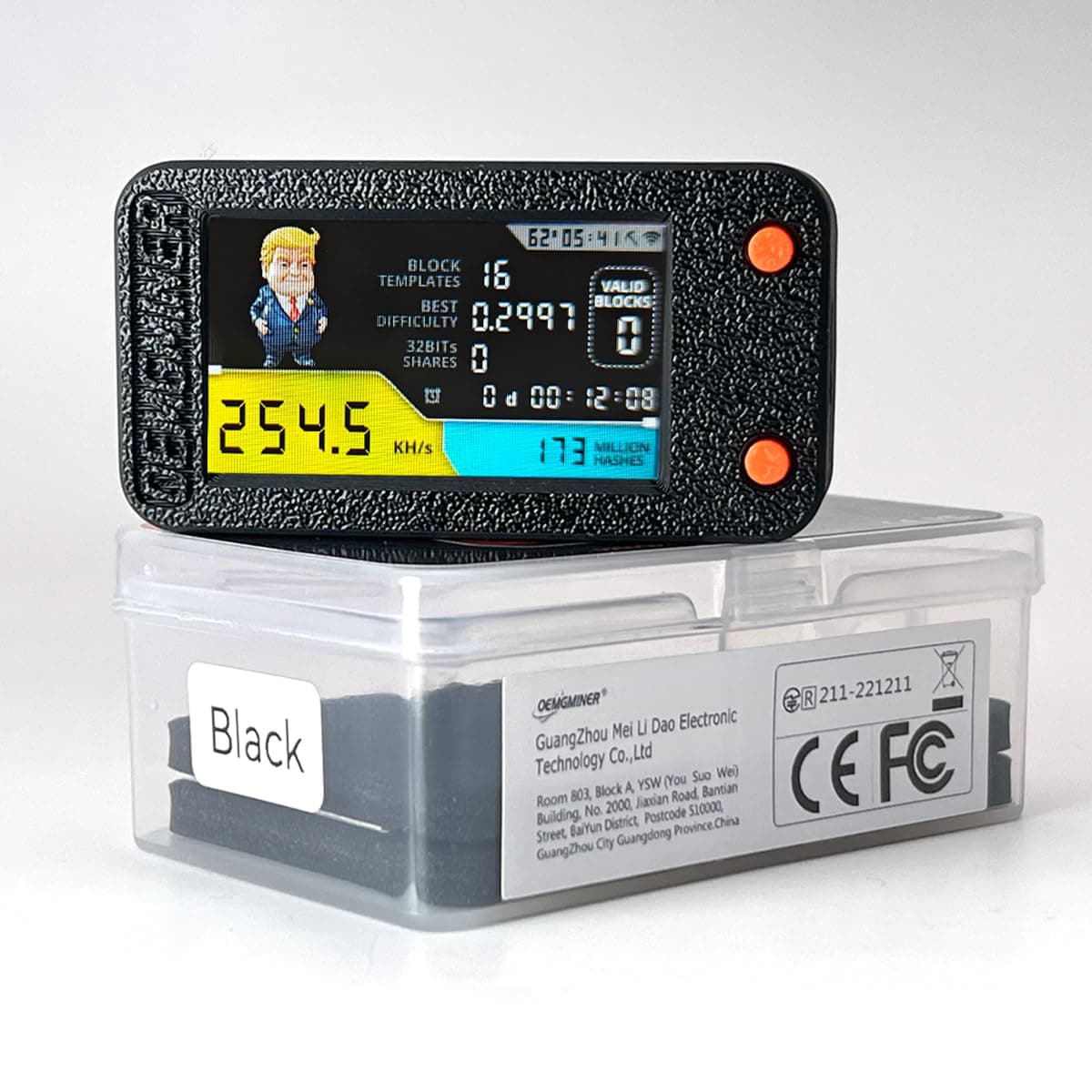 New NerdMiner V2 250KH/s T-Display Upgraded Version Bitcoin Solo Lottery Miner Win BTC with Low Power Consumption with USB-C Cable- WiFi Connection