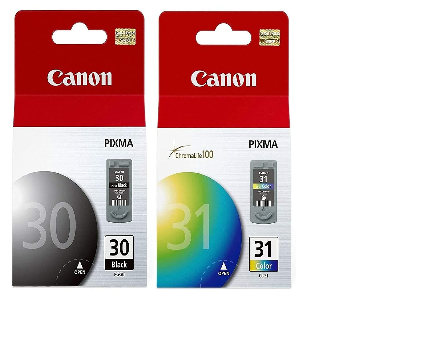 Pack Canon PG-30 Black and CL-31 Color Printer Ink Cartridges PG30 CL31 for Canon Pixma iP1800...