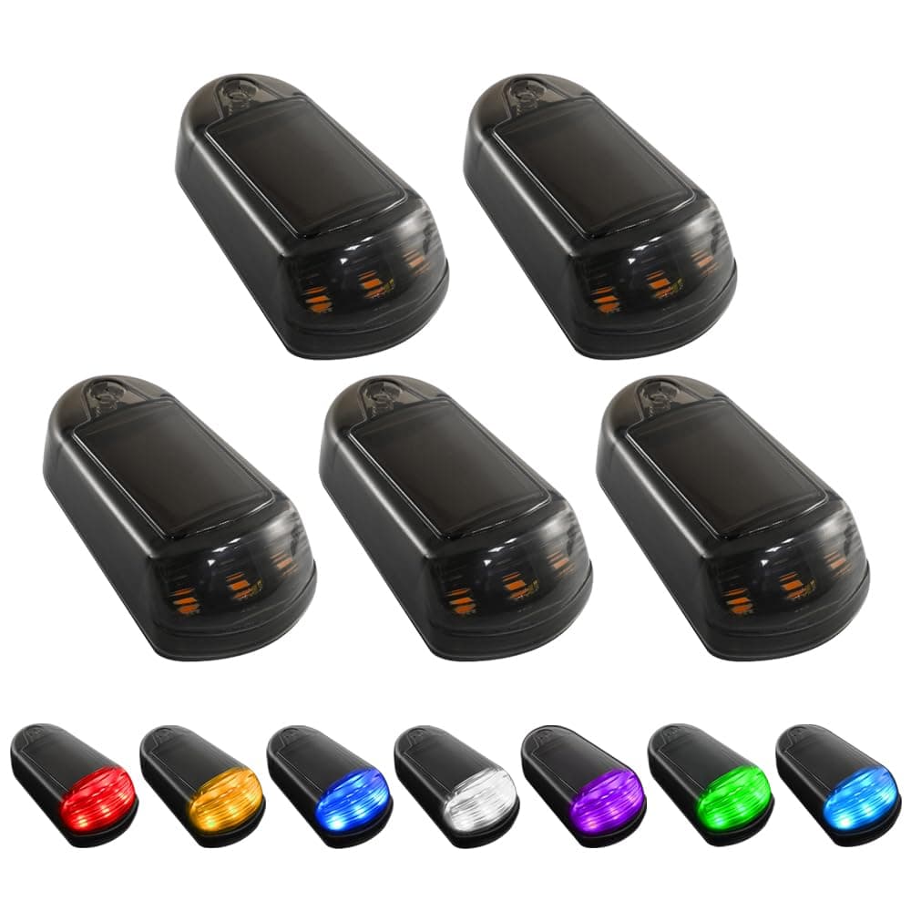 Solar Powered Cab Lights, New No Drill Solar Powered Cab Lights for Truck, IP68 Waterproof Wireless Cab Marker Roof Lights, LED Lights Vibration Sensor Roof Lights App Control (Colorful Light, Black)