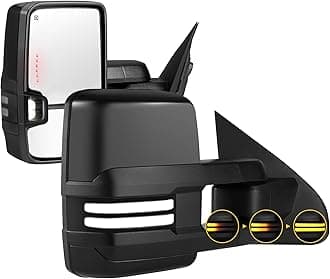 Sanooer Painted Black Towing Mirrors Compatible with 2014-2018 Chevy Silverado GMC Sierra with Switchback Dynamic Turn Light Running Lights Power Glass Backup Heated Pair
