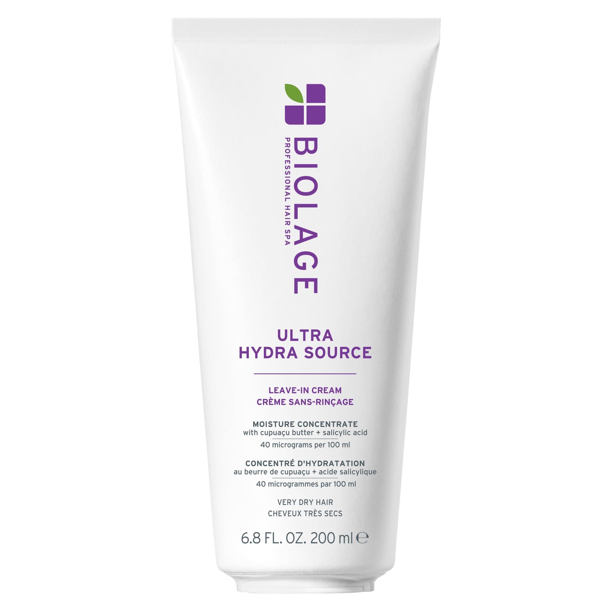 Biolage Ultra Hydra Source Leave-In Cream - Moisturizes & Controls Frizz, For Very Dry, Thick, Hair, Infused with Micro-dosed with Cupuaçu Butter & Salicylic Acid
