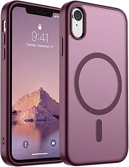 SUPFINE Magnetic for iPhone XR Phone Case(Compatible with MagSafe)(Military Grade Drop Protection) Slim Translucent Matte Shockproof with Anti-Fingerprint Phone Case,Wine Red