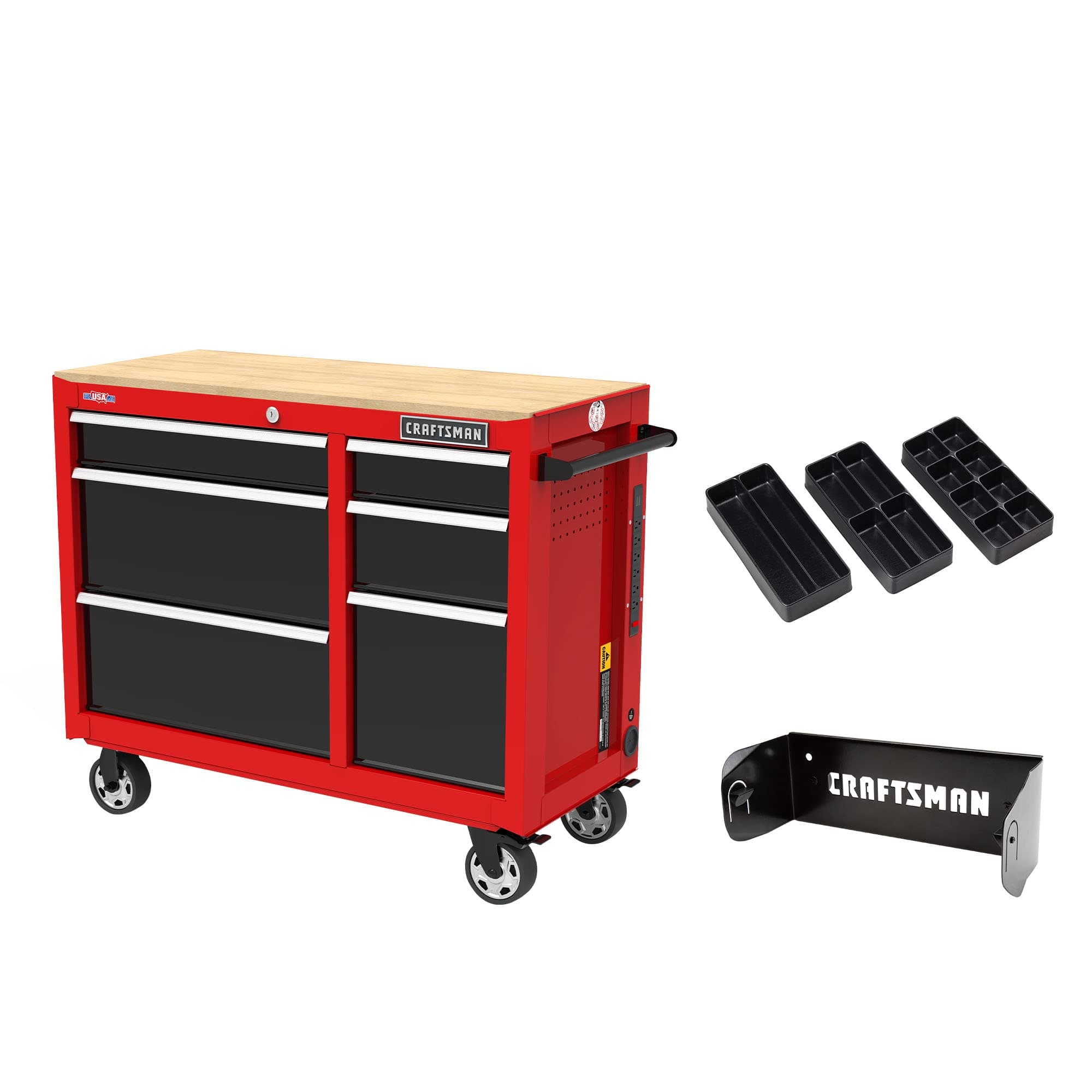Workbench, Tool Storage, 6-Drawers with Tray and Holder Set, 41-inch, Rolling (CMST34062RB)