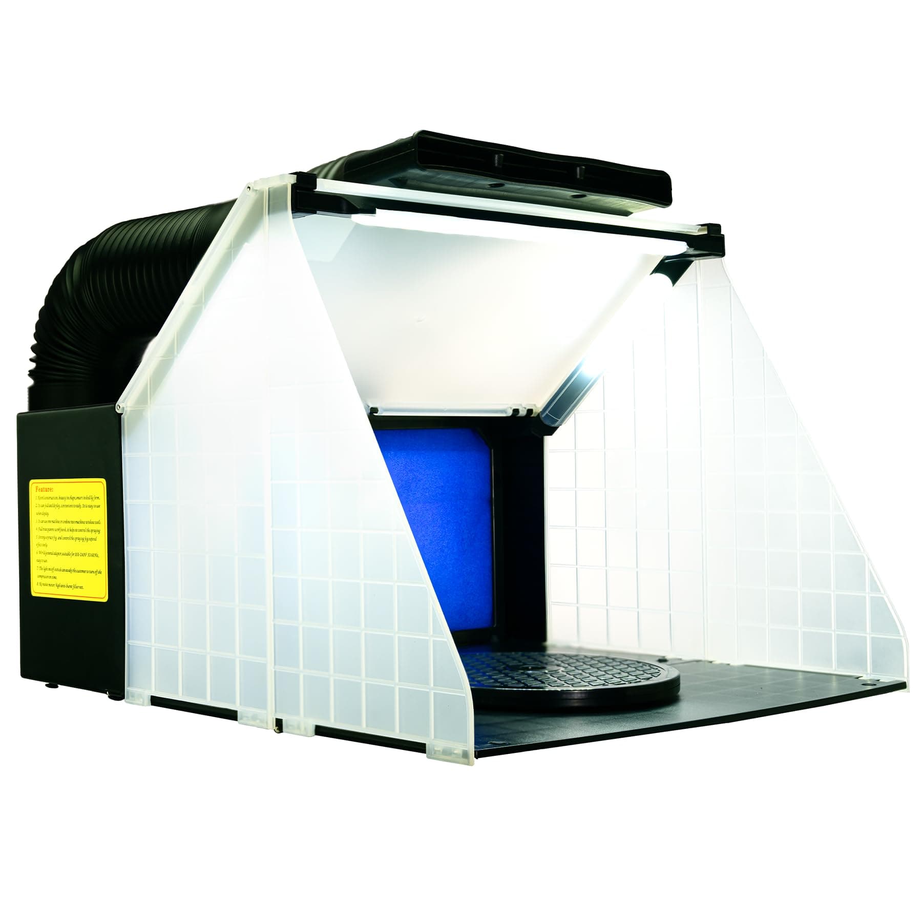 NEW Black Model - Portable airbrush spray booth & extractor E420 DCLK Extraction Hose & LED LIGHTS