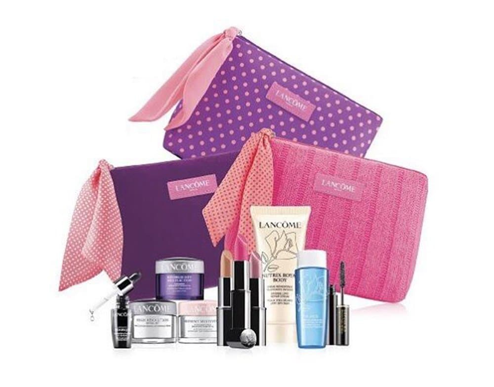 NEW Fall 2015 8pc Travel Gift Set with Bienfait Multi-Vital SPF 30 Cream and Pink Cosmetic Makeup Bag (Curtain Call)