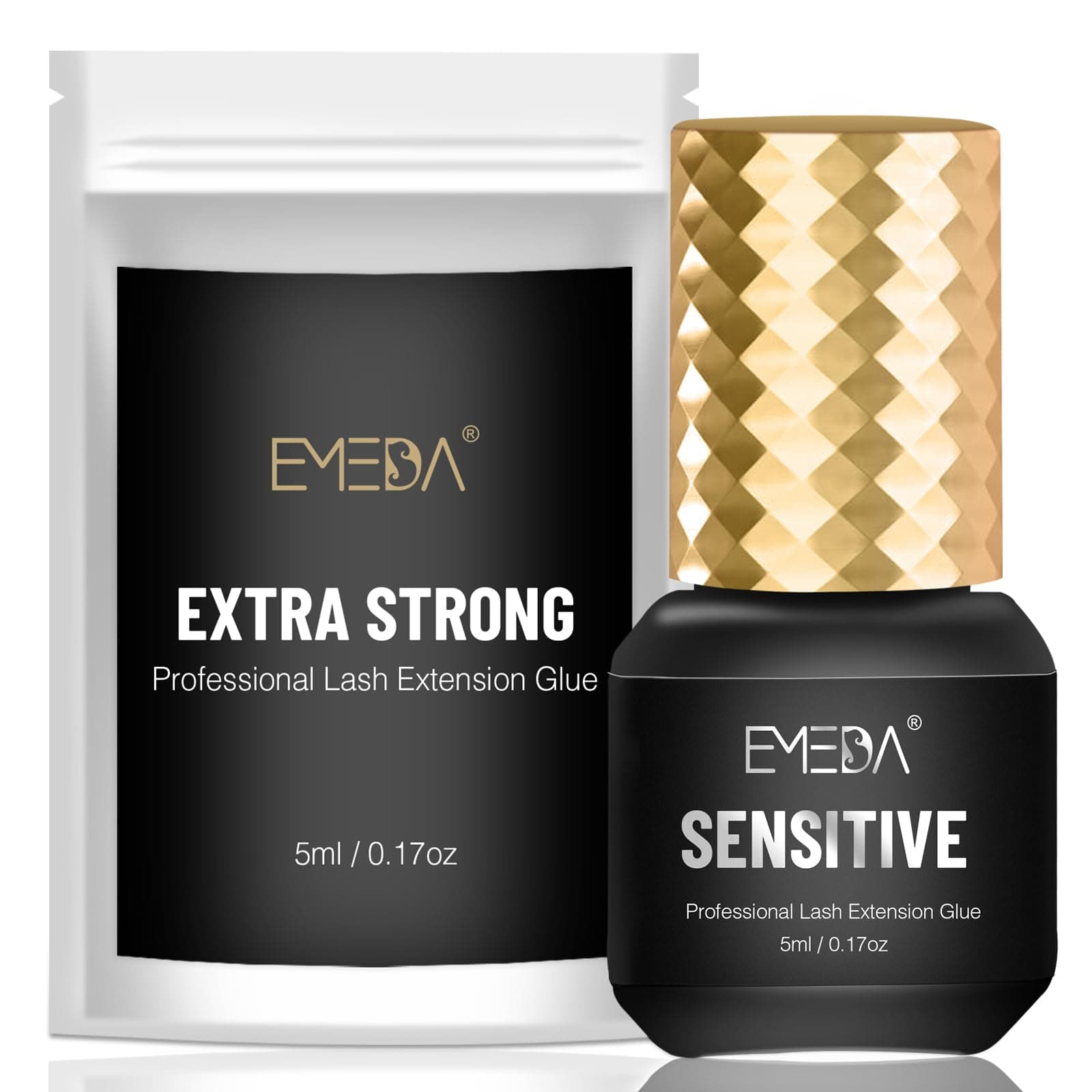 EMEDA Sensitive Lash Extension Glue - 0.5s Fast Drying Individual Eyelash Glue Retention 7 Weeks Waterproof Strong Hold Semi Permanent Adhesive for Lash Extensions Not for Beginners (5ml 0.5s)