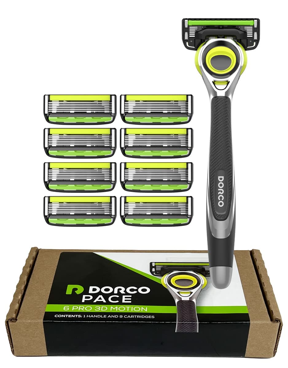 Dorco Pace 6 Pro 3D Motion Razor System - 1 Handle + 9 Cartridges Set