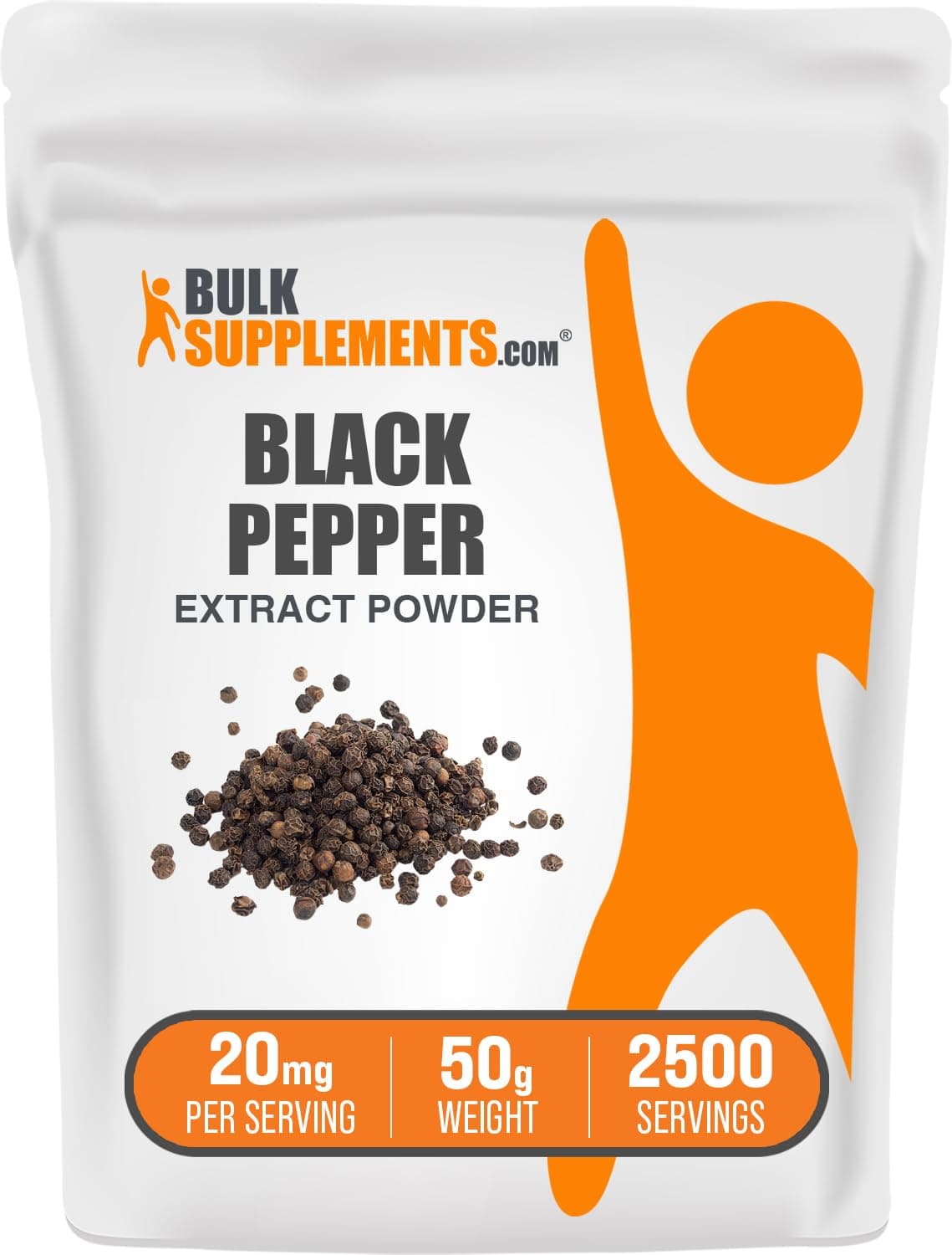 - BulkSupplements.com Black Pepper Extract Powder - Black Pepper Supplements, Piperine Supplements - Vegan & Gluten Free, 20mg per Serving, 50g (1.8 oz) (Pack of 1)
