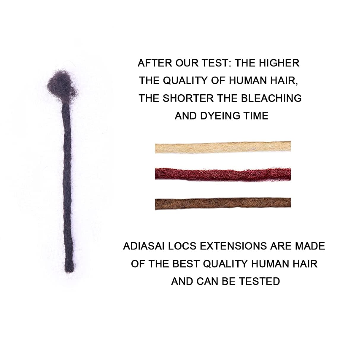 100% Real Human Hair Dreadlock Extensions, 0.4cm Thickness 10 Inch 10 Strands Can Be Dyed and Bleached Full Hand-made Loc Extensions for Men Women Kids 100% Unprocessed Natural Black