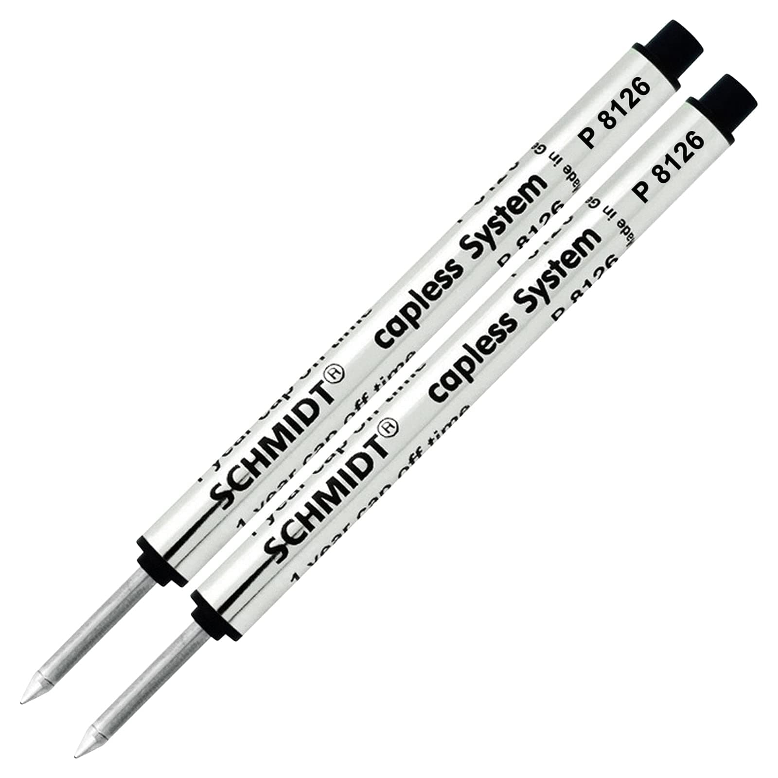 Retro 1951 Short Capless Rollerball Ink Refill Fine Tip, Schmidt P8126, P8126 Short Black, 2-Pack Schmidt Capless Roller Ball Refills, fits Retro 51 Tornado Roller Ball Pens.