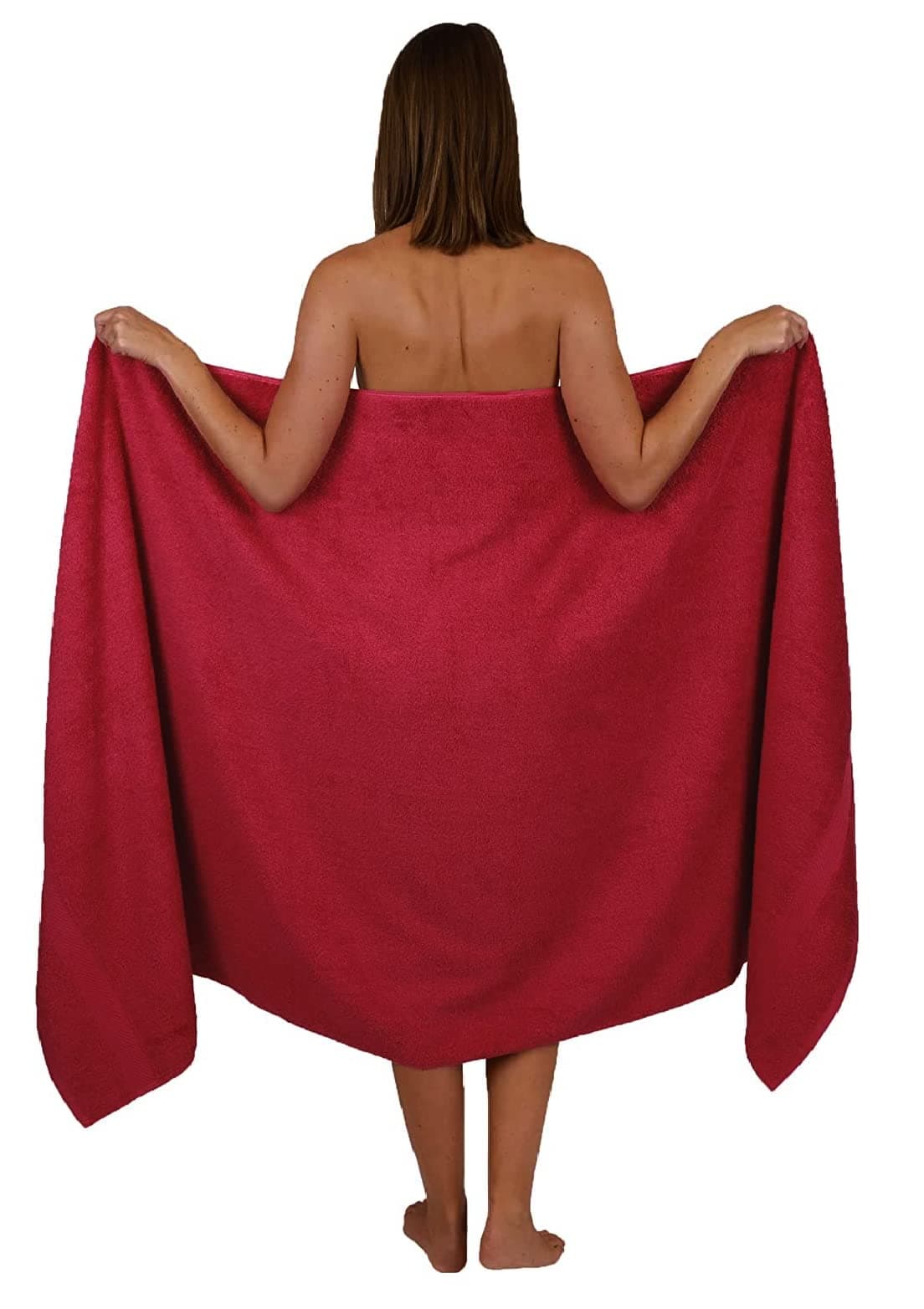 Extra Large Bath Sheet 100 x 200 cm Super Jumbo Big Bath Sheets Towels Beach Body Wrap XL Bath Towels 600-GSM (Red)
