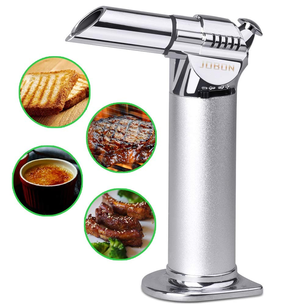 Premium Chef Culinary Butane Torch Lighter, Refillable Handheld Kitchen Cooking Blow Torch with Flame Lock and Adjustable Flame for Crème Brulee, Food, Cigar and Welding (Gas Not Included) …