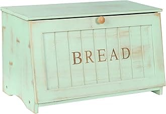 HOMEKOKO Large Wood Bread Box for Kitchen Counter, Retro Design Single Layer Bamboo Large Capacity Food Storage Bin (Mint Green)