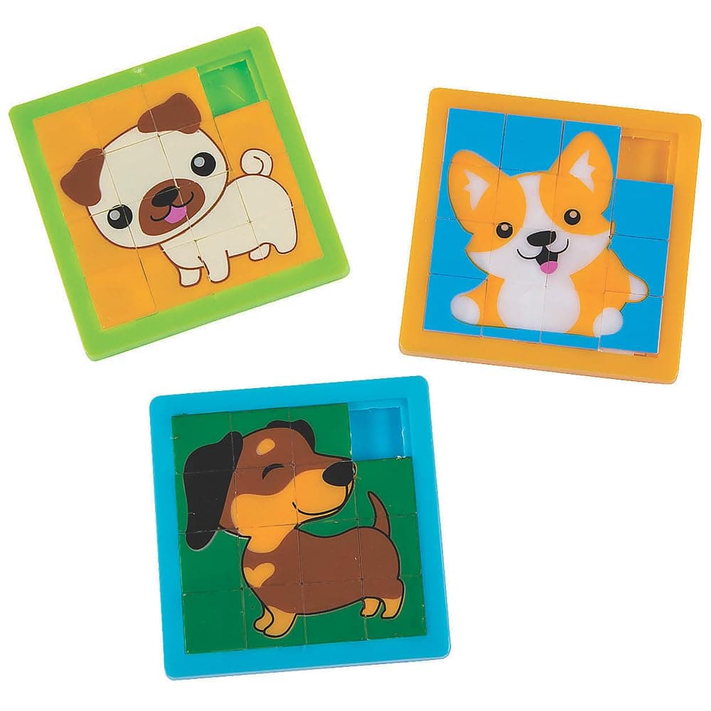 Fun Express Cute Dog Slide Puzzle - Fun & Engaging Educational Toy for Kids Improves Cognitive Skills Problem-Solving & Hand-Eye Coordination - Ideal for Learning Play & Development - 12 Pieces