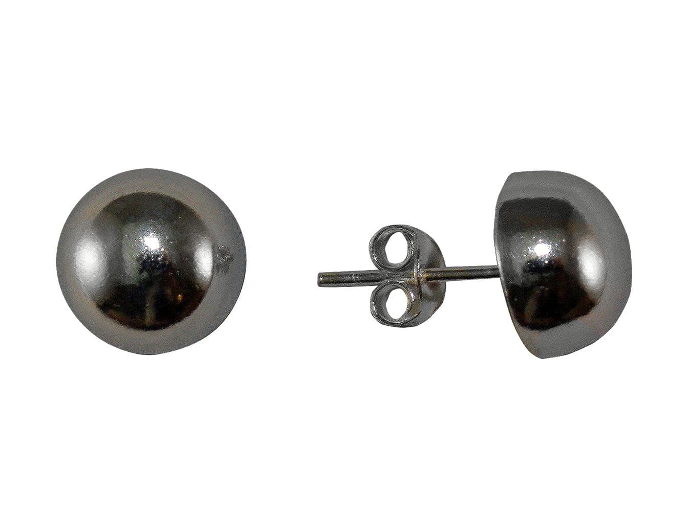 0.4" Sterling Silver Half Ball Stud Earrings with Friction Post Backs