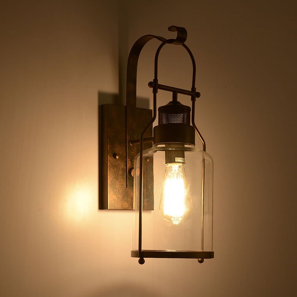 Pumpink Retro Iron Wall Lamp Creative Wall Lamp Wall Lantern American Rstaurant Living Room with Balcony Hall Wall Light Wall Sconce Corridor Nordic Corridor Aisle Glass Wall Spotlights