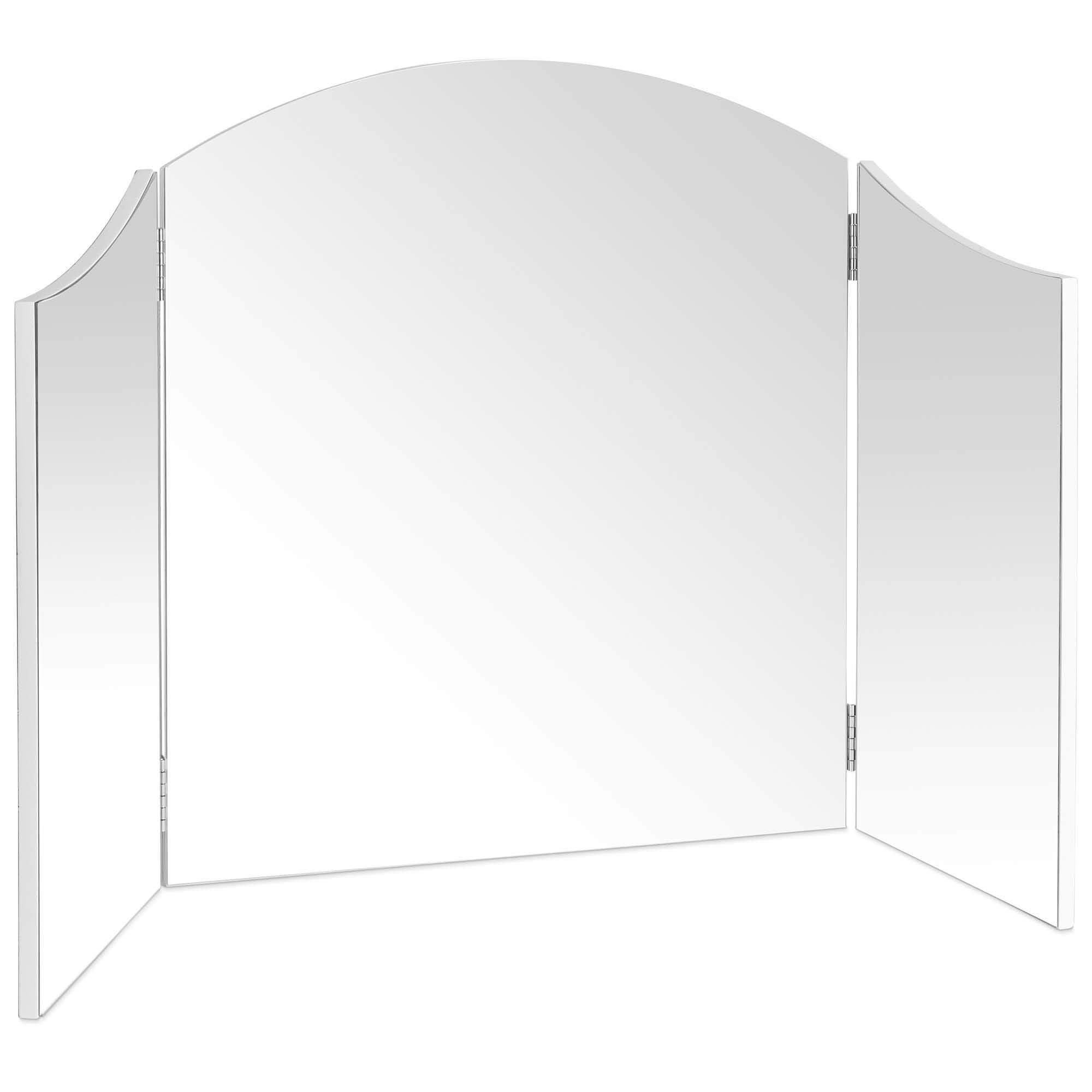 Makeup Mirror, Large Dressing Table Bevelled Beauty Mirror, Tri-Fold and Adjustable for Vanity Table, Free-Standing Tabletop Cosmetic Mirror w/Swing Hinges, for Professional Hair & Makeup