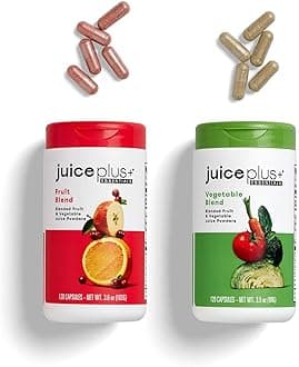 JuicePlus+ Fruit and Vegetable Blend: for Solid Nutritional Foundation - Boost Family's Health with 20 Fruits & Veggies Plus Plant Nutrients - Prepacked 2 Bottles (60 Servings of Fruit, 60 of Veg)