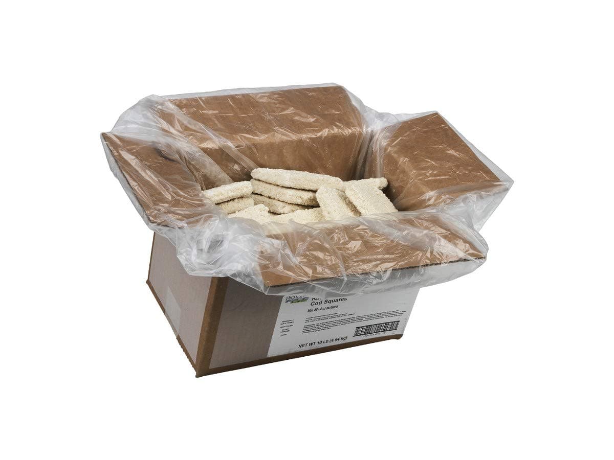 Fishery Square Breaded Raw Cod Portion - 4 Ounce, 10 Pound -- 1 each.