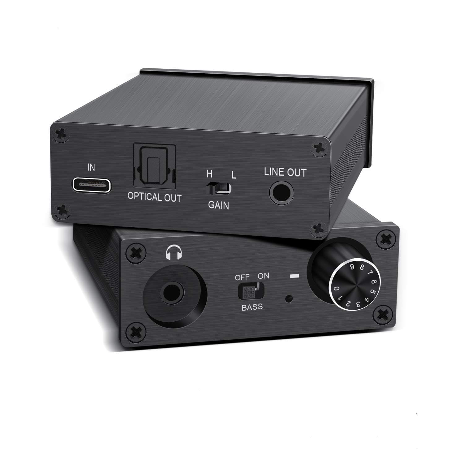 USB DAC Audio Converter Headphone Amplifier Type-C Port Digital to Analog Signal Audio Converter, 3.5MM Stereo Audio Optical Headphone Jack Output, Type-C Input