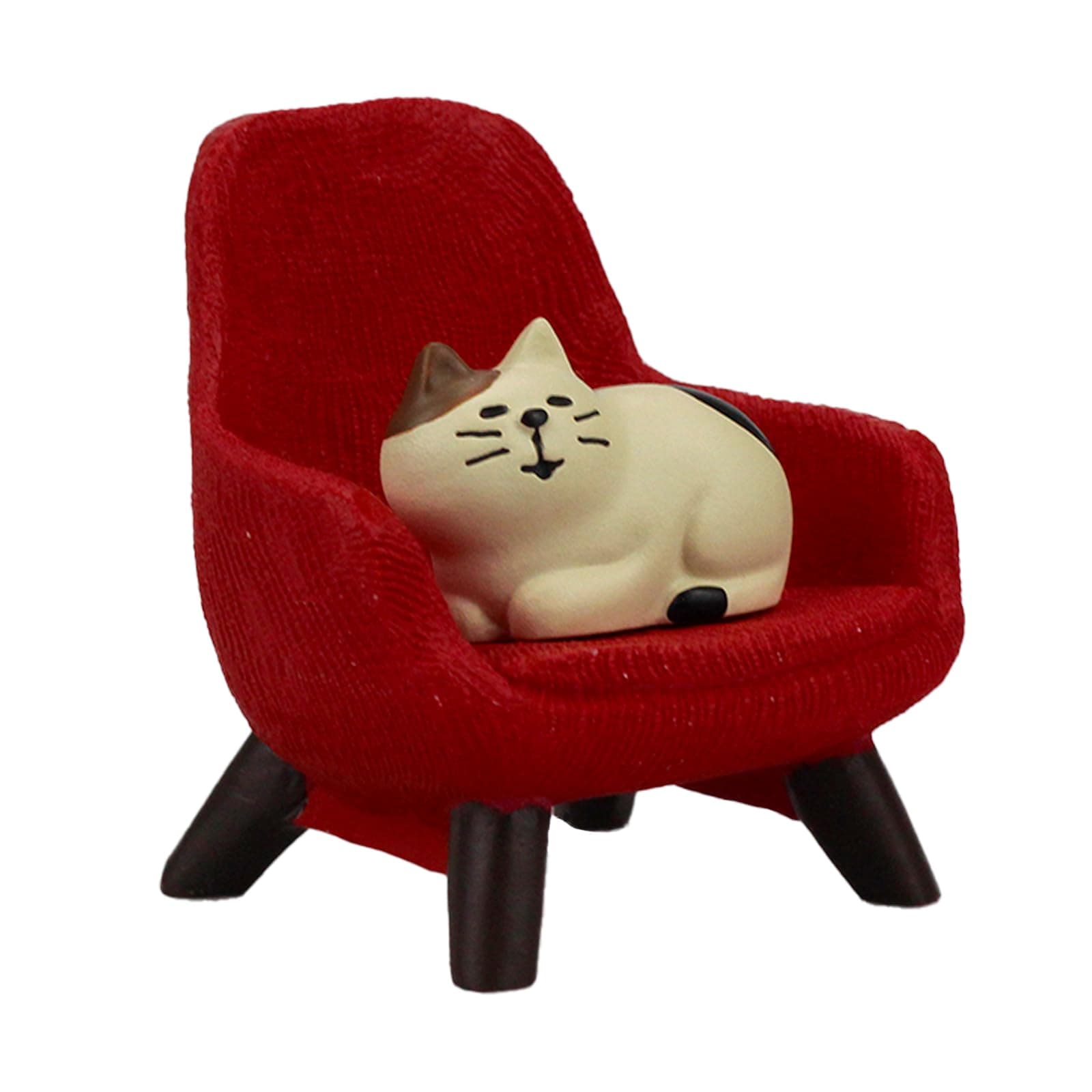 Miniature Cat Figurines with Small Sofa - Resin Mini Cat Figures, Kitten Miniature Desk Accessories - Perfect Cute Cat Gift for Cat Lovers (Red Sofa)