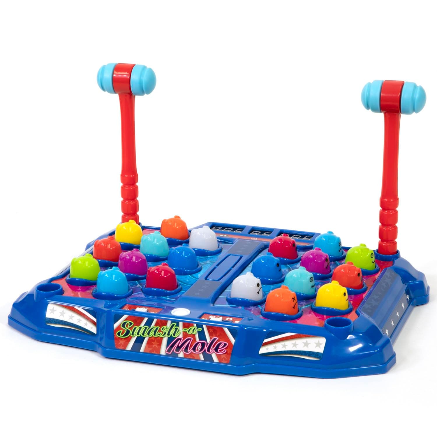 Merchant Ambassador Retro Arcade: Electronic Smash-A-Mole - Tabletop Game, Moles Light Up, 4 Playing Modes, 1-2 Players, Ages 6+