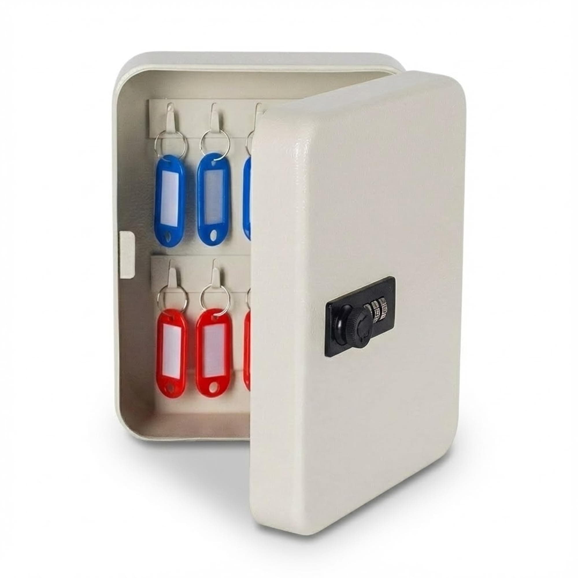 oddpod Metal ™ Stylish Wall-Mount Security Key Holder Box & Safe Cabinet with Included Key Tags for Office, Home, Hotels & Parking (White)