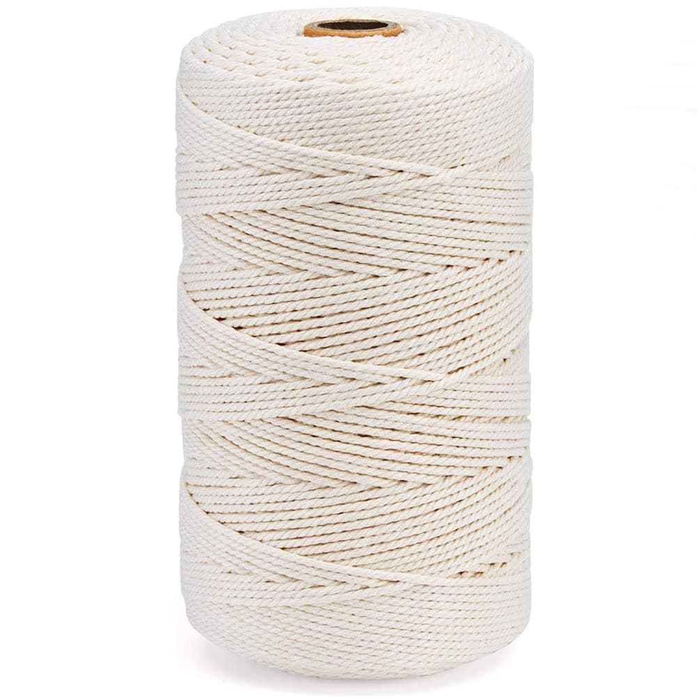 Cotton Butchers Twine String 328 Feet 2mm Kitchen Rope String for Cooking Food Safe Crafts Bakers Kitchen Meat Turkey Sausage Roasting Gift Wrapping Knitting