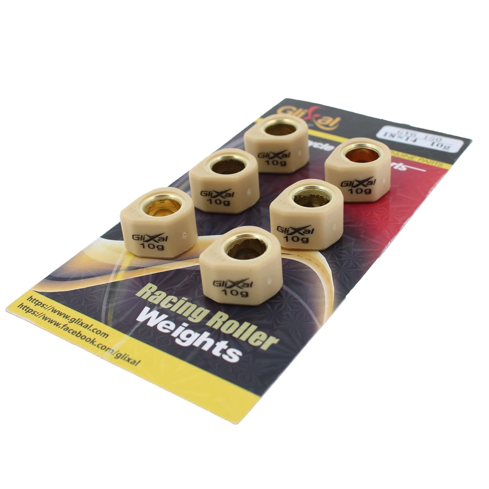 Glixal 18x14mm High Performance Polygon Variator Sliders, Racing Sliding Roller Weights 152QMI 157QMJ GY6 125cc 150cc Scooter Moped ATV (10 Gram)