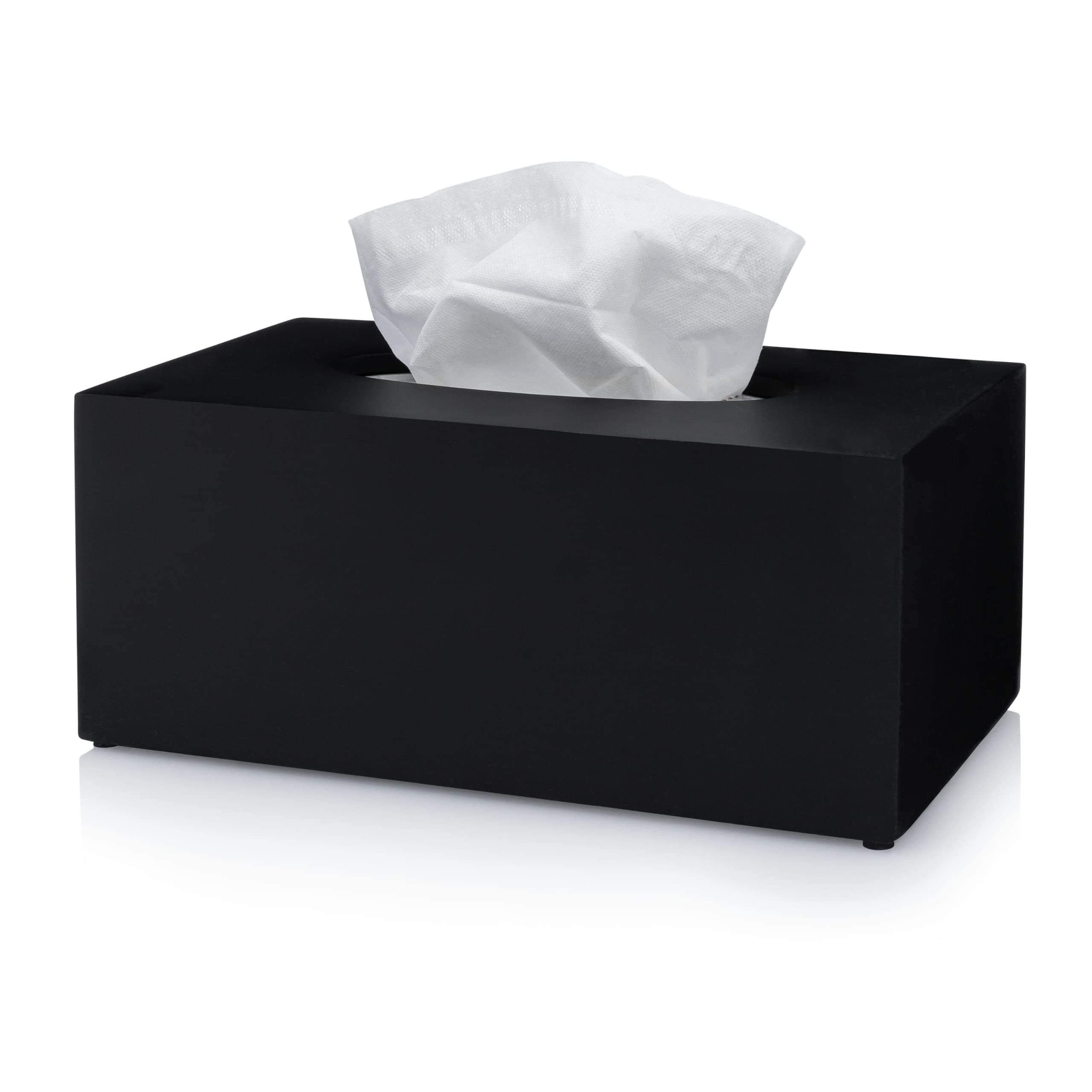 Rectangular Tissue Box Cover – Heavy Facial Tissue Box Cover with Modern Matte Black Finish – Matte Black Collection