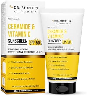 Ceramide & Vitamin C Sunscreen In-Vivo Tested Protects, Moisturizes & Brightens Skin SPF 50+ PA++++ Lightweight, Leaves No White Cast 50 g