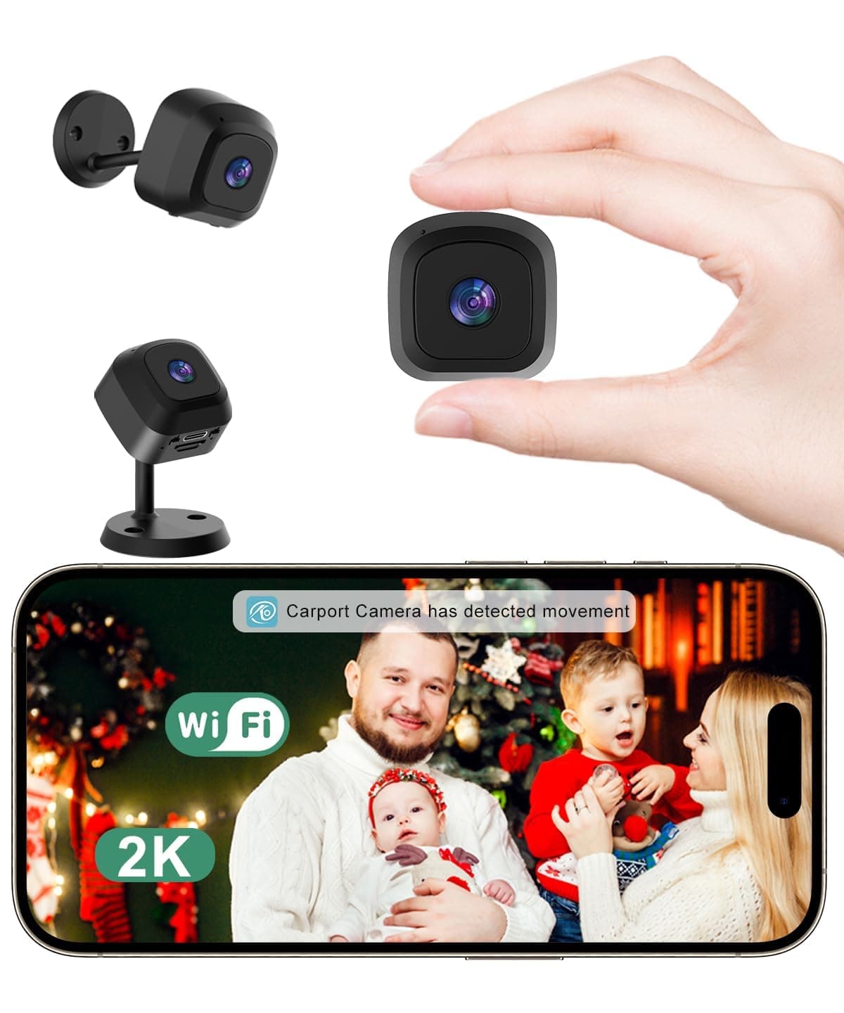 Hidden Camera, 2K WiFi Indoor Cameras, Wireless Mini Spy Camera, Nanny Cam with AI Motion Detection, Night Version, Real-Time Record Home Surveillance Camera