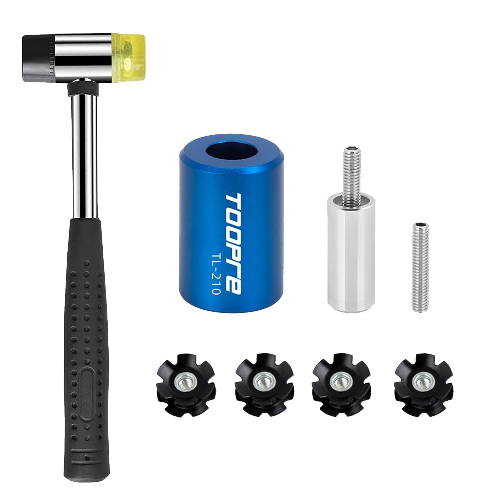 Bike Bicycle Fork Star Nut Setting Installer Install Tool with 4 Free Star Nuts include Rubber hammer (With Rubber hammer)