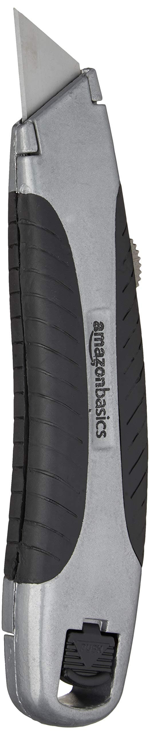 Soft Grip Retractable Box Cutter with 3 Replaceable Blades, Black/Silver