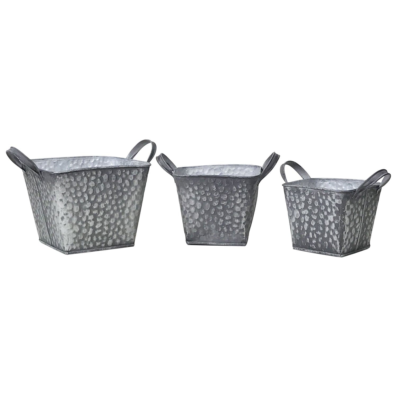 Tin Decorative Polka Dot Planter Containers, Farmhouse Style, Nesting Set of 3