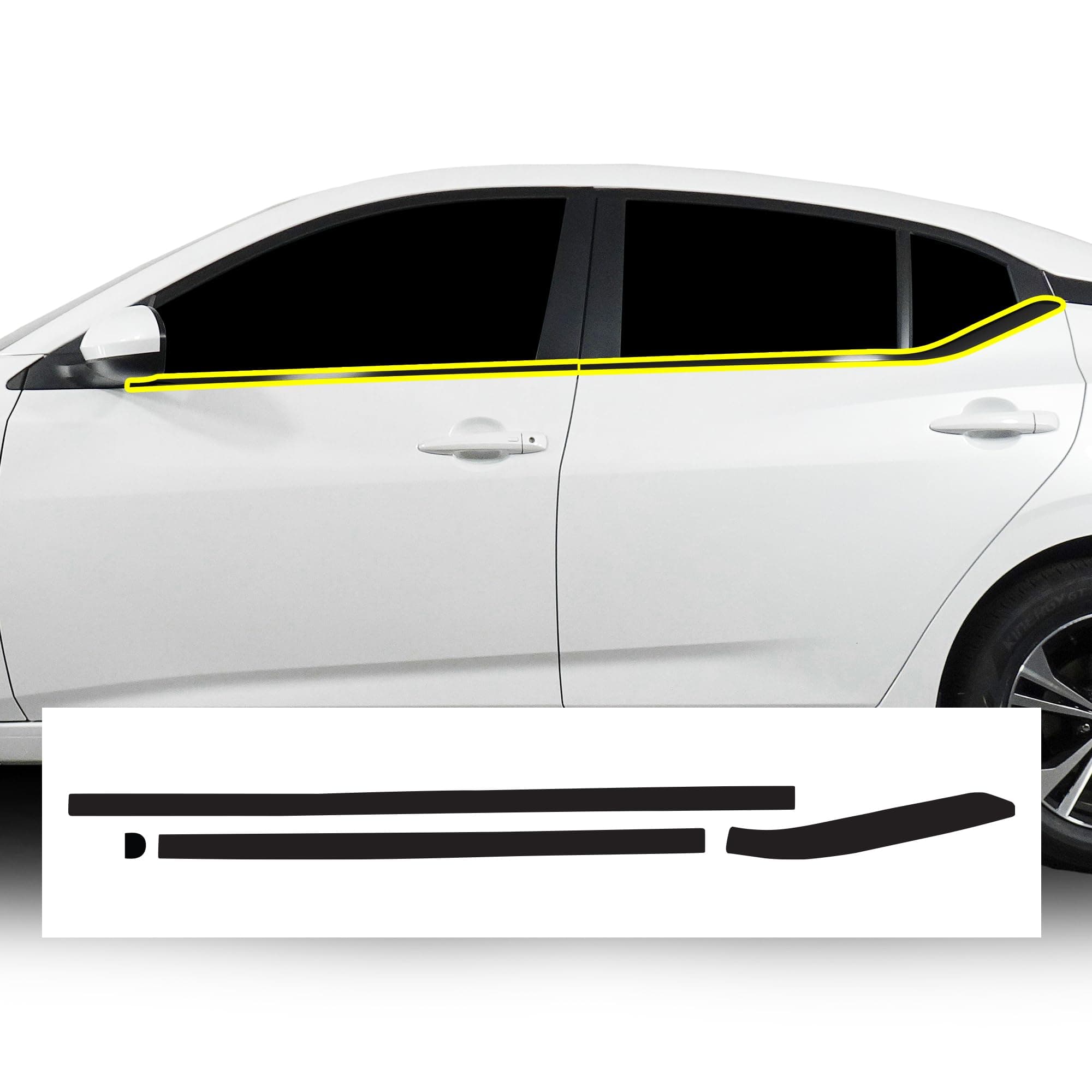 BOGAR TECH DESIGNS for Nissan Sentra 2020-2025 Side Window Chrome Delete – Precut Vinyl Trim Overlay, Gloss Black Blackout Appearance