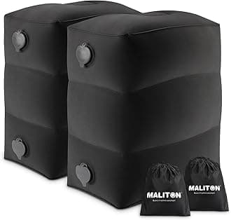 Maliton Airplane Footrest, Inflatable Foot Rest for Kids, Adjustable Height Travel Pillow On Airplanes, Cars, Office, Toddler Travel Essentials (Black, 2 Pack)