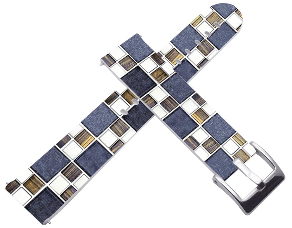 18mm Watch Bands Straps Leather Quick Release Compatible with Activit¨¦/Activitie Pop/Steel/Steel HR for Watch Style for 2 for Watch Grey Grid Design Print