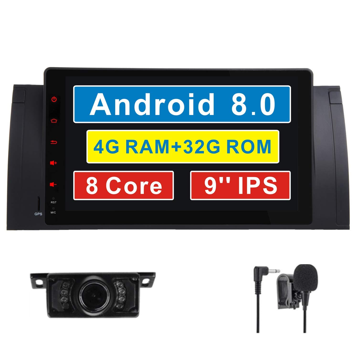 GPS Navigation Android 8.0 Octa-Core 64Bit 9 Inch Capacitive Touch Screen Car stereo head unit Radio DAB+ SAT NAV CANbus Screen Mirroring Function OBD2 for BMW X5 E53 E39 4G RAM+32G ROM