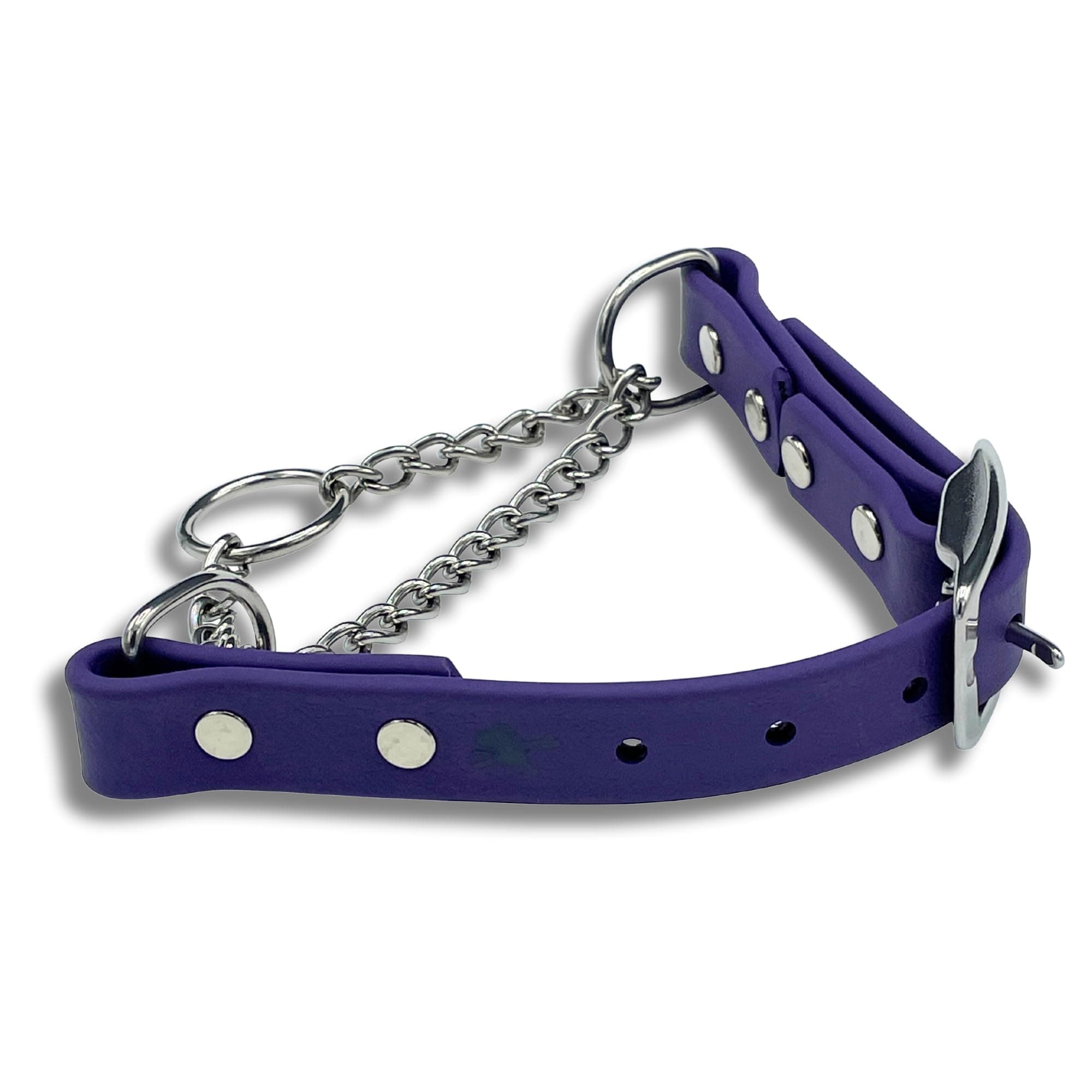 Martingale Collar for Dogs, Biothane, Stainless Steel Hardware, No Pull, Made in The USA, Professional Grade, Large, Purple