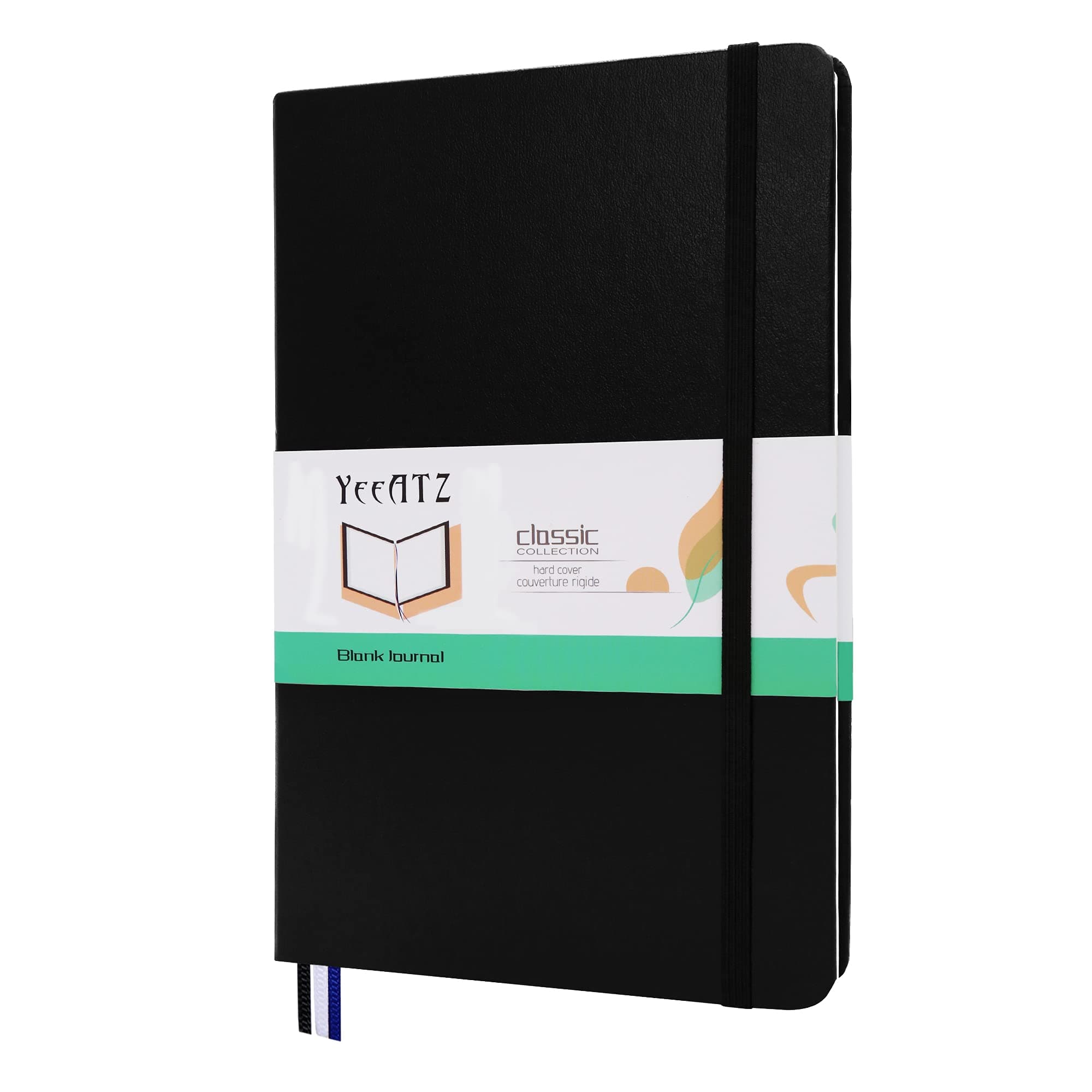 Hardcover Notebook Blank Journal Sketchbook for Drawing, Medium 5.5 by 8.4 Inch, 100 GSM Thick Paper (Black, Plain)