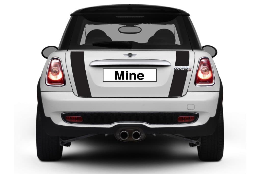 The Pixel Hut gs00250 Black with White Border Boot Trunk Lid Stripes for MINI Cooper and S R56 (2007-2013)